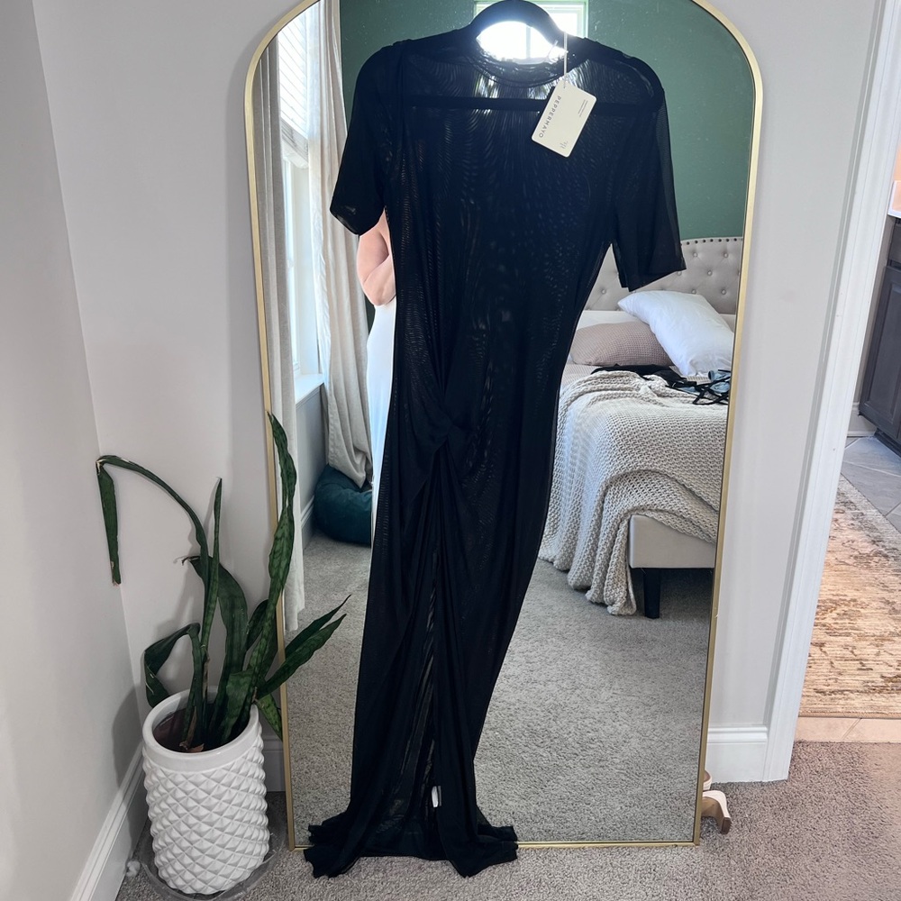 Mesh maxi dress with a slit